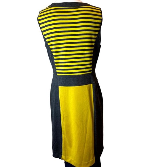 Spense Womens Colorblock Striped Sheath Midi Dress Sleeveless Yellow Black SZ 10 - Picture 2 of 9